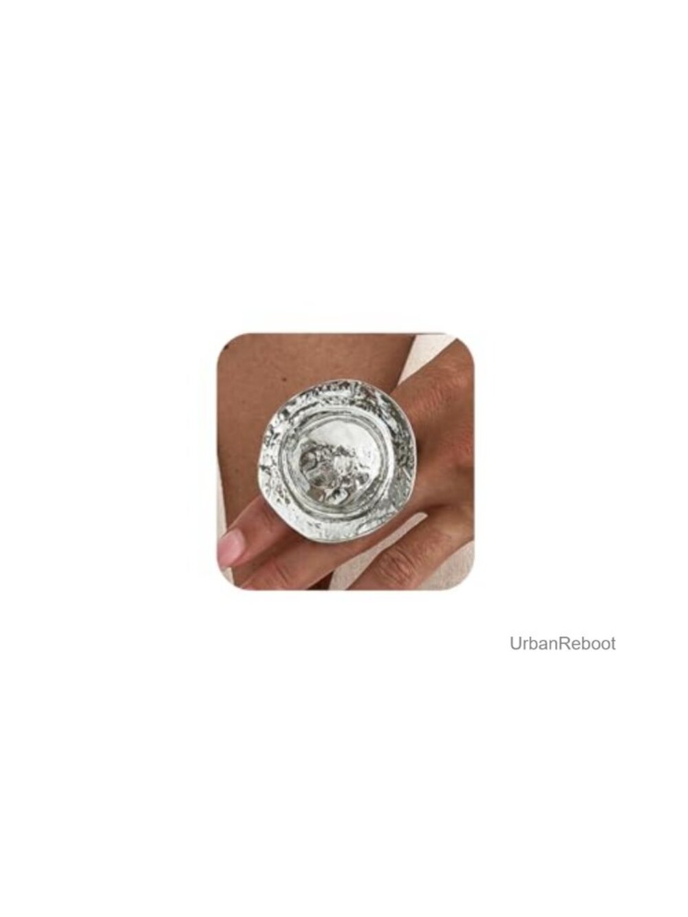 Chunky Statement Hammered Hat Ring for Women Vintage Y2K Western Knuckle Ring